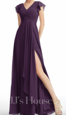 JJ's House Mother of the Bride Formal dress size 14 A-line V-Neck long plum