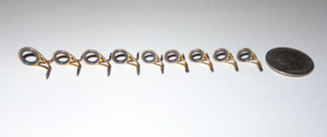 Set of 9 Fuji Gold Hardloy GSVLG Casting Two-Foot Fishing Rod Guides (10-7)