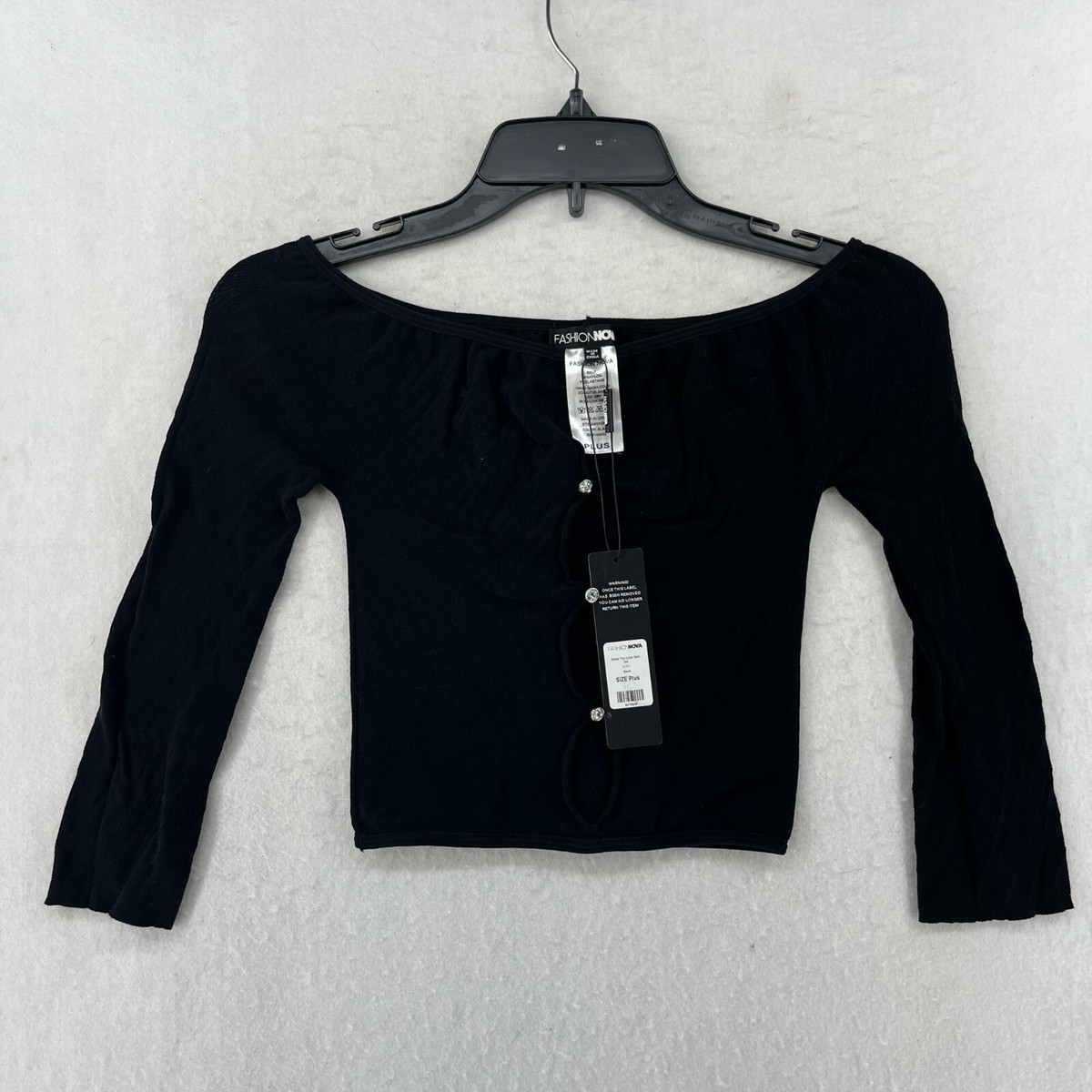 Fashion Nova Tops Women's Sz Plus Black Off the Shoulder Stretch