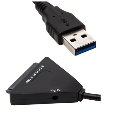USB3.0 to 7+15Pin SATA 3.0 Adapter Cable 12V DC For 2.5'' 3.5'' HDD SSD Hard Disk