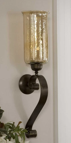 Uttermost 19150 Joselyn Antiqued Bronze Hand Forged Wall Sconce Candleholder - Picture 1 of 5