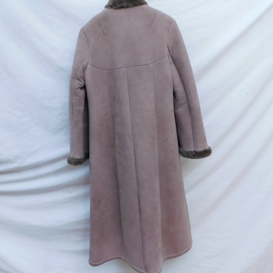 Abrigo largo beige forrado de piel de oveja talla 10 Sawyer Of Napa de colección para mujer Foto 2 de 4