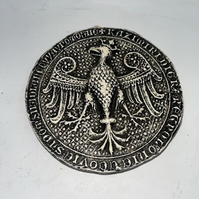Antique Hand Carved Polish Eagle Crest Plate Wall Hanging Casinos III 1345