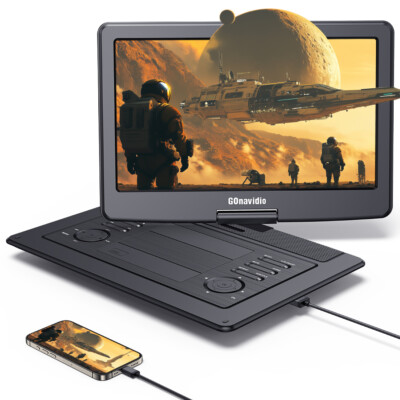19'' Portable DVD Player Full HD 16'' Swivel Screen 1080P USB 6-7 Hrs Battery HDMI