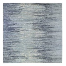 8'1"x8'1" Wool Ombre Design Blue Oceanic Zero Pile Handknotted Square Rug R66851