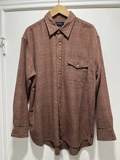 True Grit Mens Plaid Long Sleeve Medium Cotton Button Up Shirt 