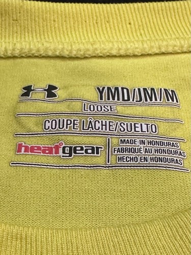 Under Armor Neon Yellow Youth Medium Boys T-Shirt Heat Gear Loose - Picture 3 of 4