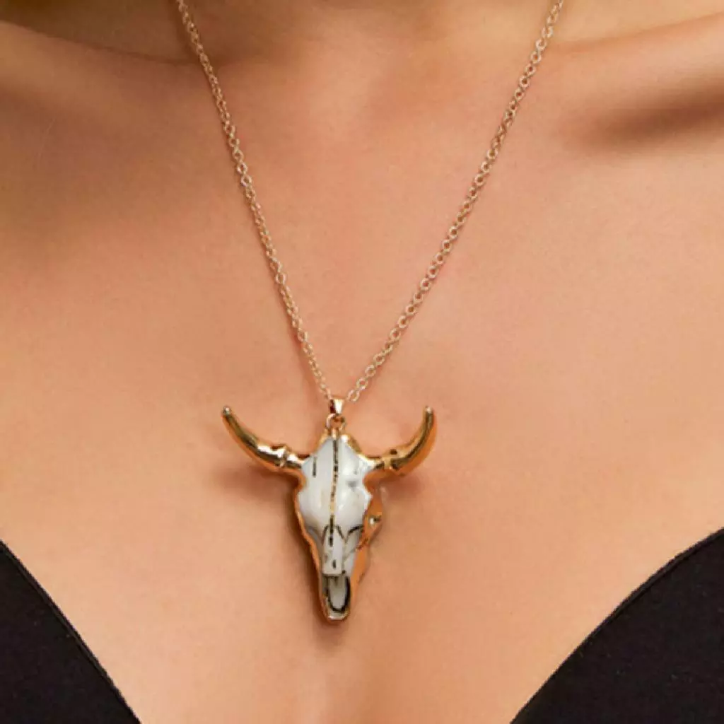 Cow skull necklace sale