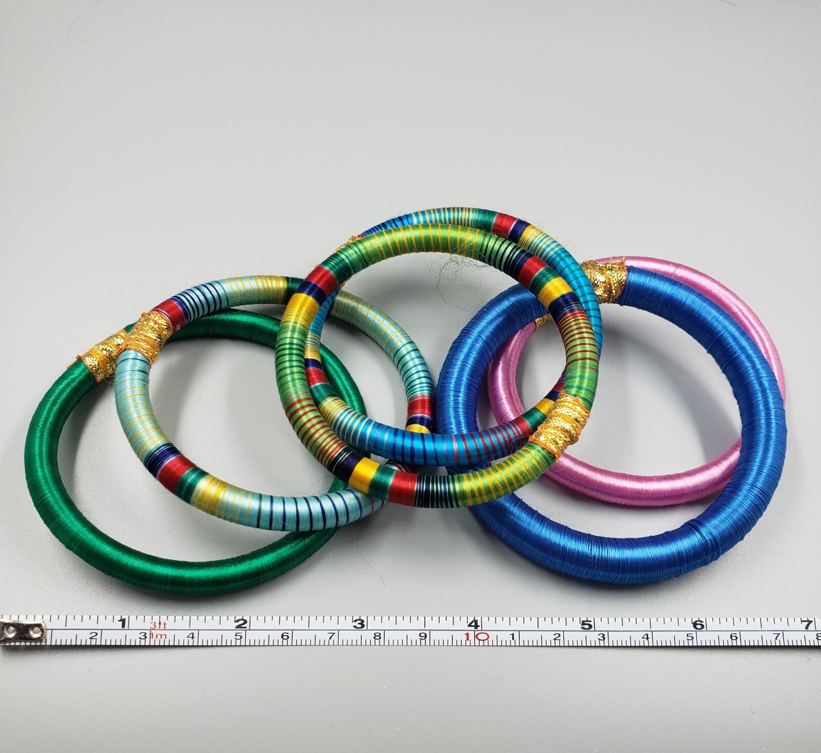 6 Silk Thread Wrapped Bangles Bracelets Indian Bo… - image 4