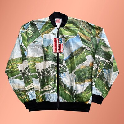 Vintage 90s AOP Golf Jacket Mens Large Courses Pride Products Dupont Tyvek  Light