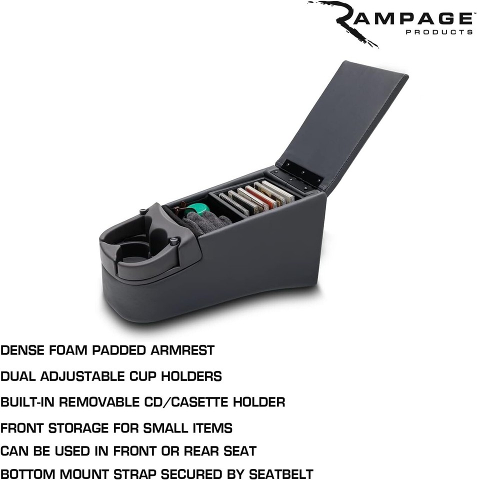 Rampage Universal Truck Bench Seat Center Console Vehicle Organizer w