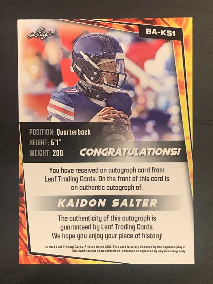 Kaidon Salter Green Leaf Auto!! Liberty QB! eBay