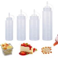 3PK  Plastic Squeeze Bottle 8 oz, 12 oz, 16 oz or 24 oz Sauce Condiment