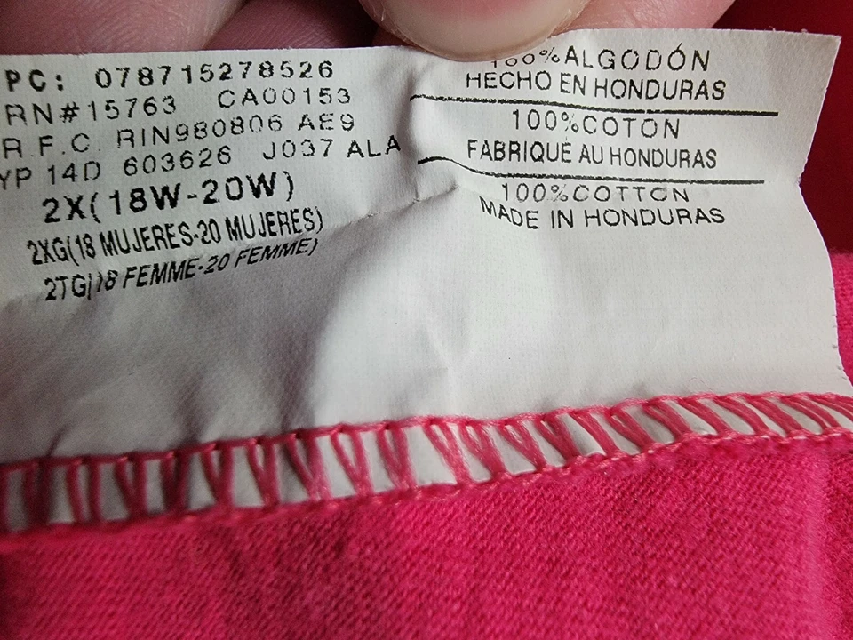 Camisa Blusa Top Mujer Just My Size Talla 2X 18W/20W Rosa Mariposa Floral Foto 3 de 4