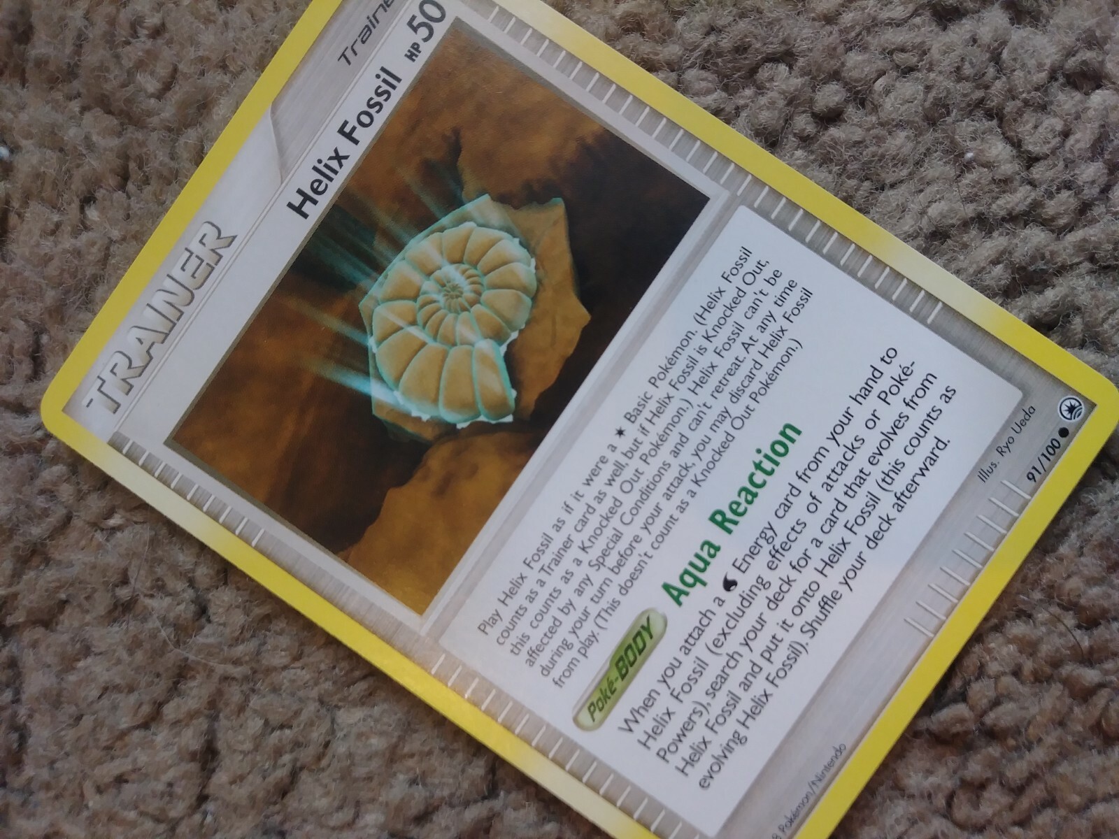 Helix Fossil (91/100) Pokemon Trainer card