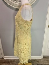 ELIZA J LACE YELLOW RACER BACK DRESS SZ 6 EXPOSED ZIPPER PERFECT SPRING SUMMER