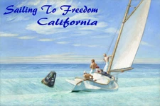 Sailing to Freedom California Sail Ocean Sailboat Vintage Poster Repro FREE S/H