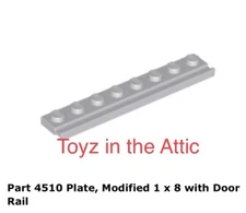 Lego 2x 4510 Light Bluish Gray Plate, Modified 1 x 8 with Door Rail 10497