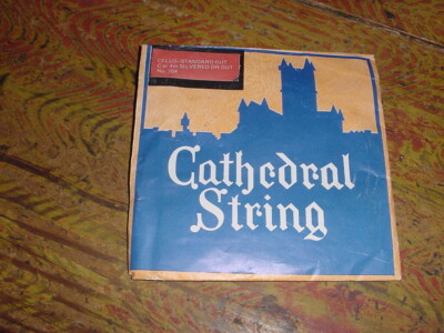 VINTAGE CATHEDRAL CELLO STRING SILVERED ON GUT C OR 4TH  NEW OLD STOCK 1950s