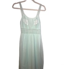 Kayser Vintage Mint Green Sheer Negligee Lingerie Nightgown Dress size 32
