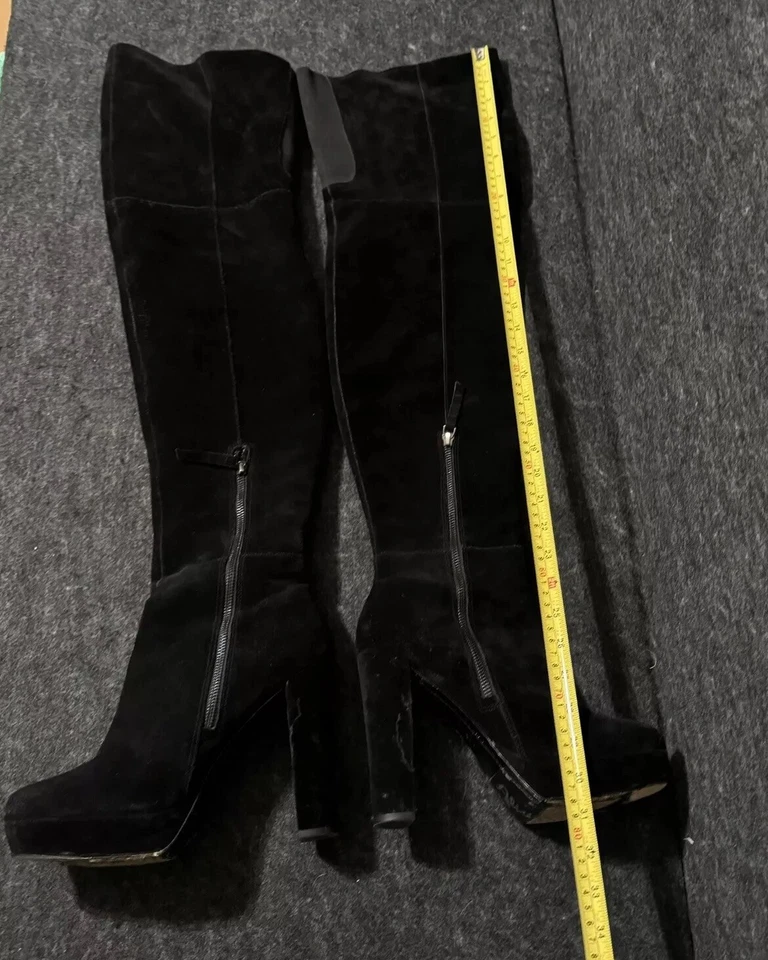 Alice & Olivia Sobre la Rodilla Negro Gamuza Plataforma Ultra Alto Sexy Botas 39/8 Foto 4 de 4