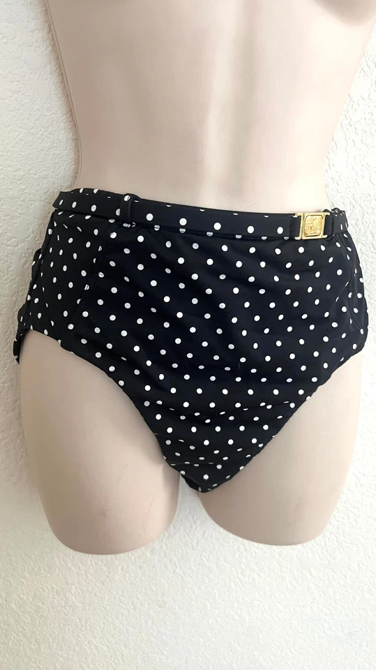 Parte inferior de trajes de baño Ralph Lauren negros a lunares LR9GQ099 NUEVO CON ETIQUETAS TALLA L $60 #51 Foto 2 de 4