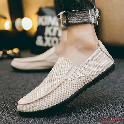 Mens linen Breathable Slip on Loafers 