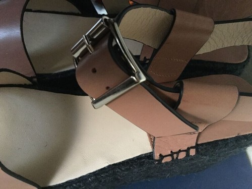 Leather wedge sandals RAS Woman, brown color, size 39 Sandali con zeppa in pelle - Foto 8 di 12