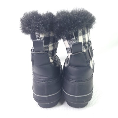 torrid Black Chukka Boots with Faux Fur Collar Torrid Black Plaid Faux Fur Trim Lace Duck Boots Ankle  main image 3