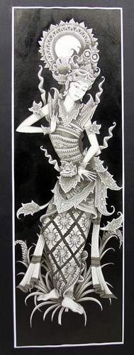 Dancer "Keliki Kawan Miniature Traditional Painting from Bali"(17"H x 5.5"W) - Picture 6 of 8