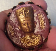 Artisan 40mm Egyptian Revival Nefertiti  Baked Clay Brooc 01-01-2024