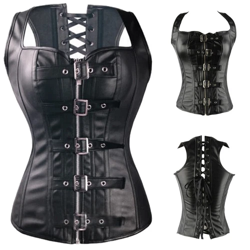 Sexy Women Black Lace up Corset Plus Bustier Top Shaper Basque Dress 6-24 Size - Picture 31 of 46