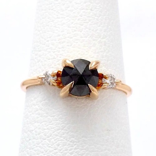 Catbird 14K Rotgold schwarzer Diamant Odile der Schwan Verlobungsring zertifiziert - Bild 1 von 10