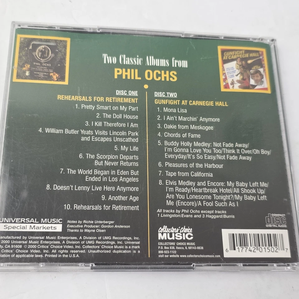Phil Ochs CD Rehearsals for Retirement & Gunfight Carnegie **Buy 2 Get 3 Free** Foto 2 de 2