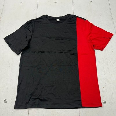 Black Red Short Sleeve Crew Neck Basic Athletic T Shirt Men's Size X-Small NEW