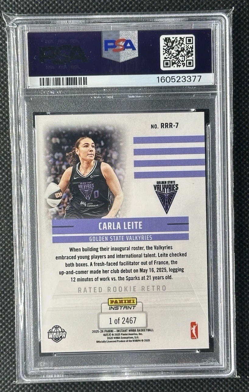 2025 Panini Instant WNBA Carla Leite Rated Rookie Retro RC #7 PSA 10 view 2