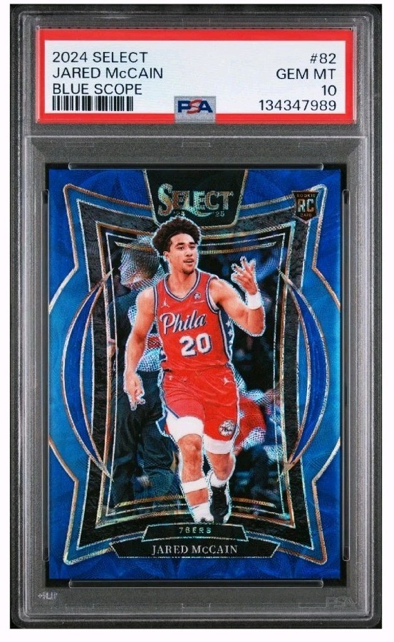 2024-25 Panini Select #82 Jared McCain Blue Scope Rookie Prizm #/249 PSA 10