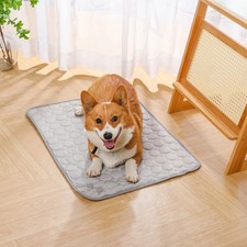 Grey Summer Cooling Pet Mat, Gel Ice Pad Dogs  Cats, Breathable Non-Slip Bed
