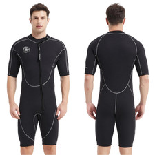 Lemorecn Wetsuits Mens Front Zip Neoprene 3Mm Shorty Diving Suit3016Black-L