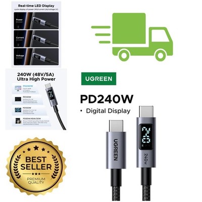 UGREEN USB-C Cable 240W PD3.1 LED Display 480Mbps MacBook iPhone