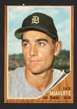 1962 Topps DICK McAULIFFE ROOKIE Tigers HIGH NUMBER #527 NM Condition O/C