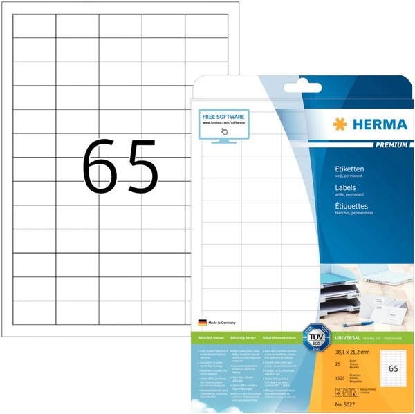 1 Bis 40X Herma Universal-Etiketten Premium, 38,1 X 21,2 Mm, Weiß Bis 50% Rabatt-image