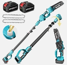 Cordless Electric Polesaw 16ft Reach Pole Saw 8" Mini Chainsaw 2xBattery