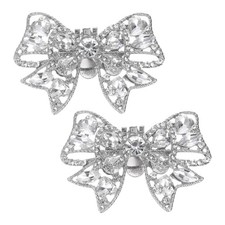 2pcs Rhinestone Shoe Clips Shoes Butterfly Accessories for Women Silver Tone
