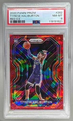 119191621 Tyrese Haliburton 2020 Panini Prizm #262 Red Ice Rookie RC PSA 8