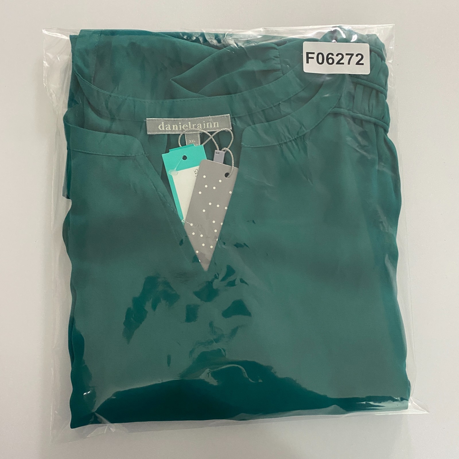 Daniel Rainn Rachel Relaxed Blouse Size 2XL Balloon 3/4 Sleeves Green