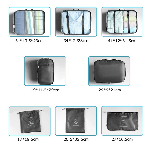 BillyBath Koffer Organizer Set 8-Teilig: Packing Cubes Schuhbeutel Kosmetik-image