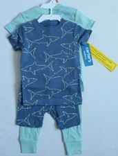 Carter's Baby Boys Size 12M 4-Piece Shark Surfboard 100 Snug Fit Cotton Pajamas