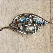 Vintage Emmons Iridescent Leaf Brooch