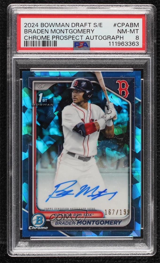 2024 Bowman Chrome Draft Sapphire Edition /199 Braden Montgomery PSA 8 Auto 1b03